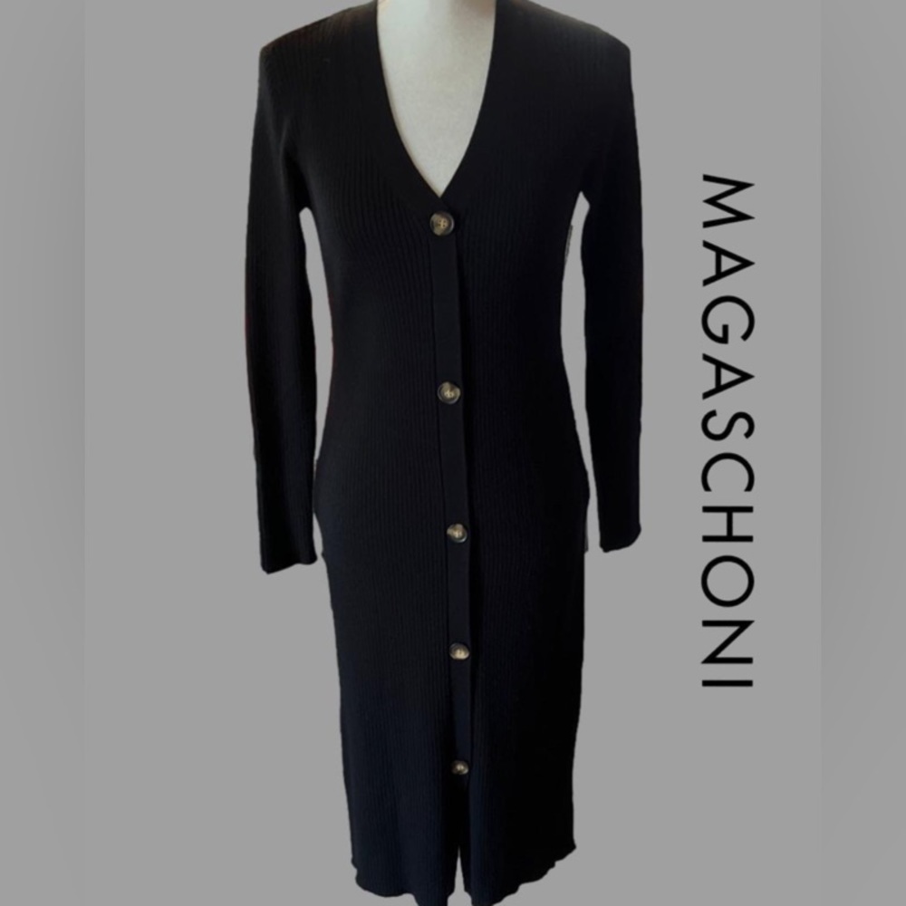 MAGASCHONI Black Ribbed Bodycon Dress, NEW